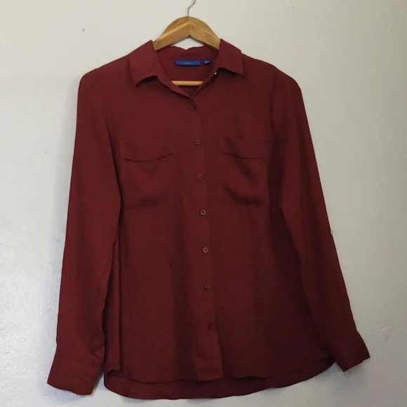 apt 9 dress shirt womens Womens Apt 9 button down red dress shirt